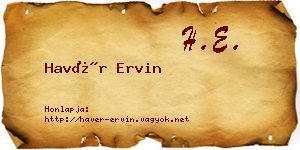 Havér Ervin névjegykártya